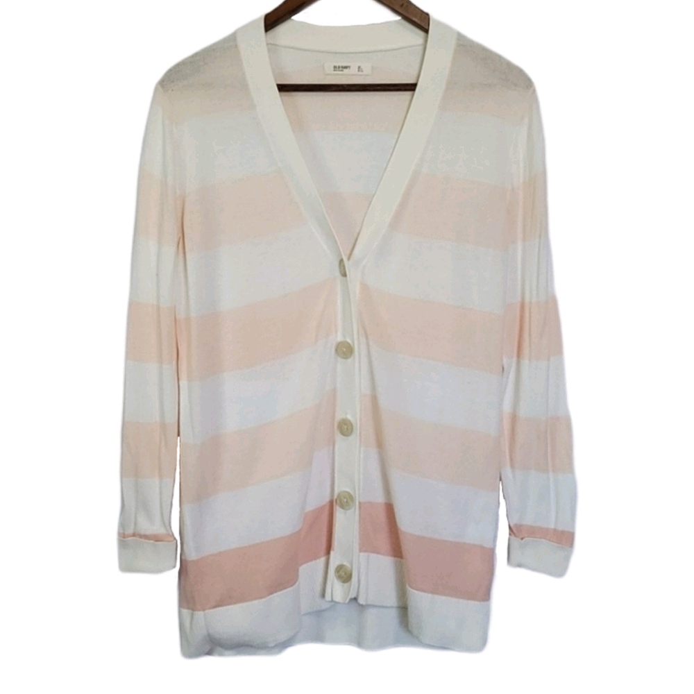 Old Navy Pink Ombre Striped Button Up Card…